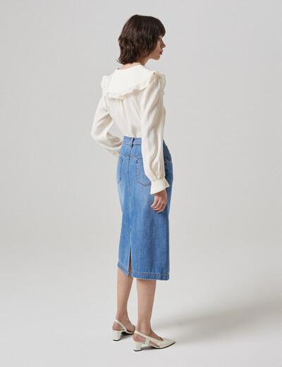 [NEW] 슬릿 헴 데님 스커트