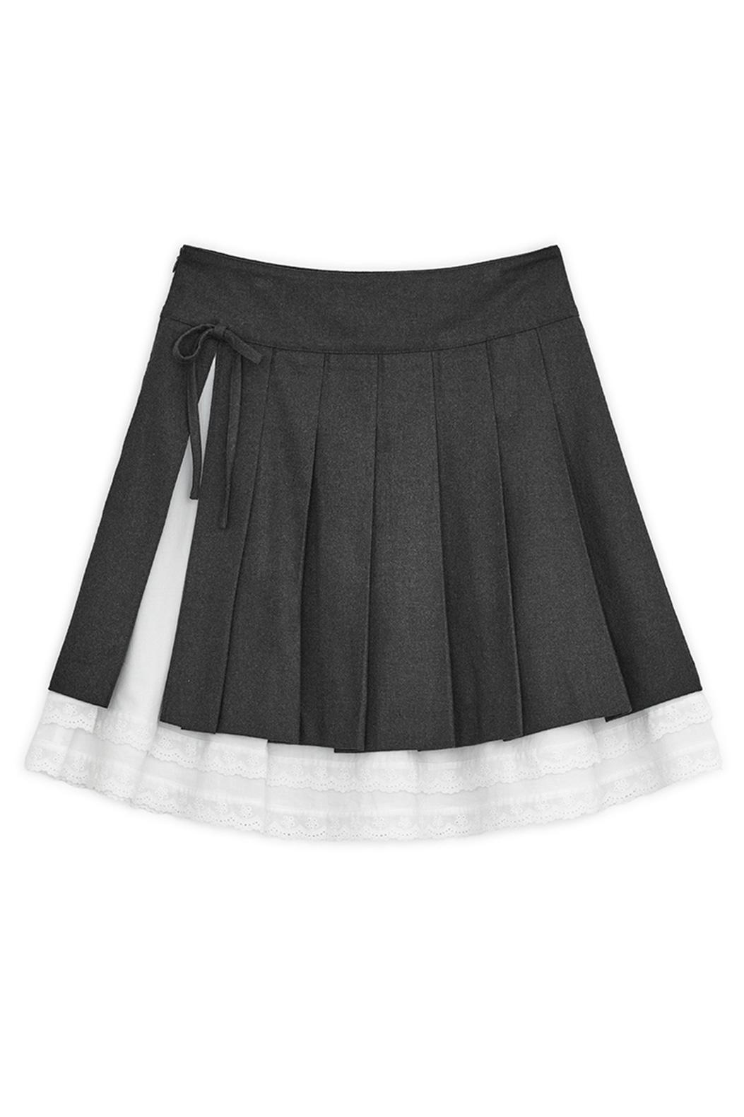 [12월 24일 출고] Slit pleats midi skirt (Charcoal)