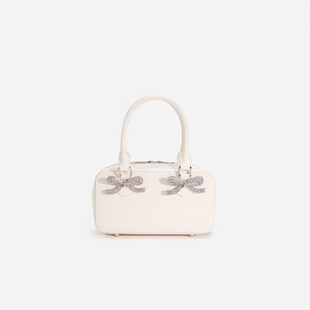 Cream Leather Mini Tote Bag - One Size