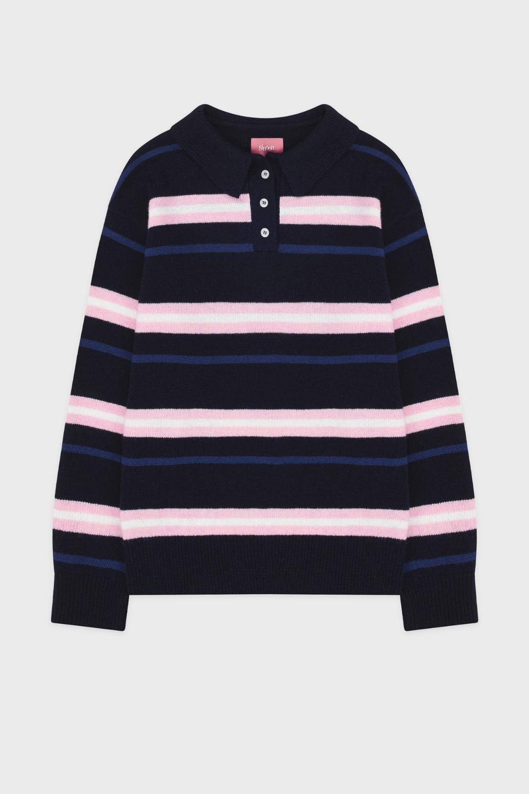 Sinoon Striped Polo Knit (Navy)