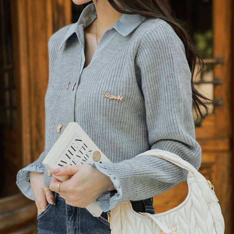 던벨팃 배색가디건