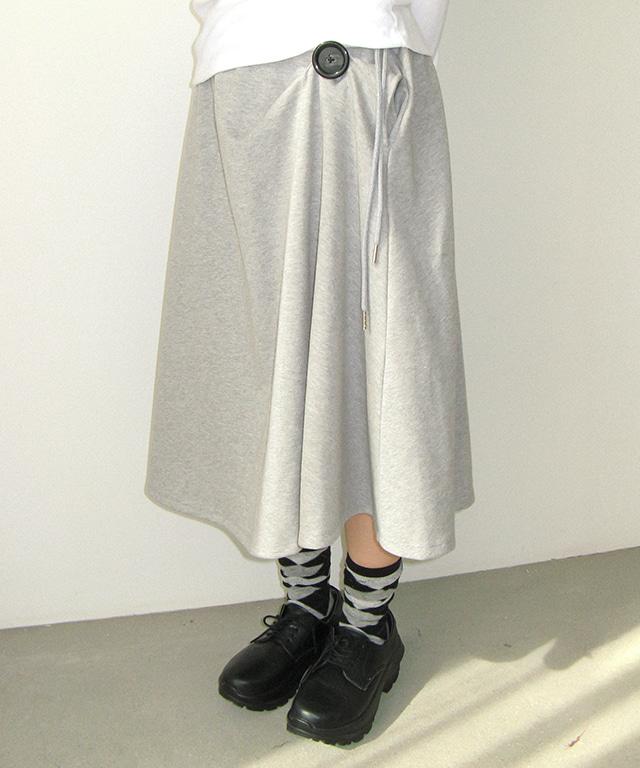 [1/19 순차배송] BIG BUTTON SWEAT MIDI SKIRT GREY