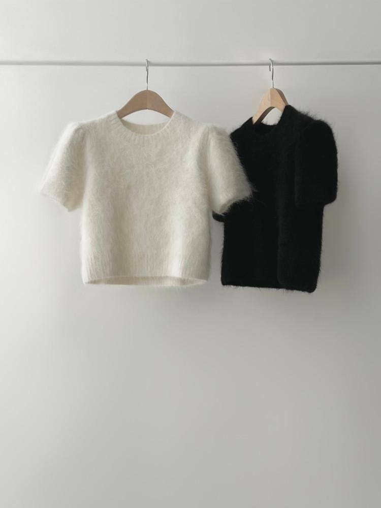 (재진행) riette 리에뜨 알파카 퍼프 니트 반팔 라운드 (2col)