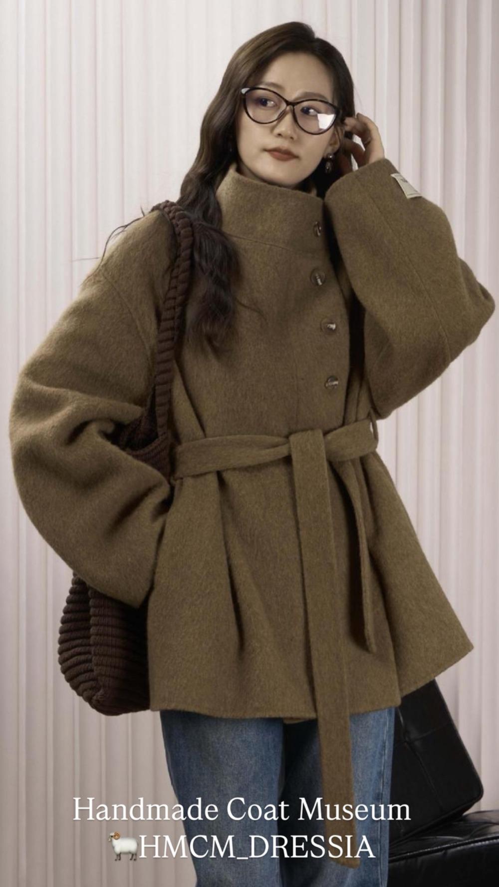 DRESSIA 프리미엄 코튼 울 엘린 하프 핸드메이드 코트