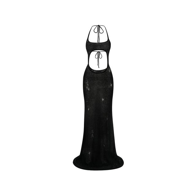 [PRIX. : 프릭스] CACTUAR DISTRESSED FLOOR LENGTH GOWN BLACK