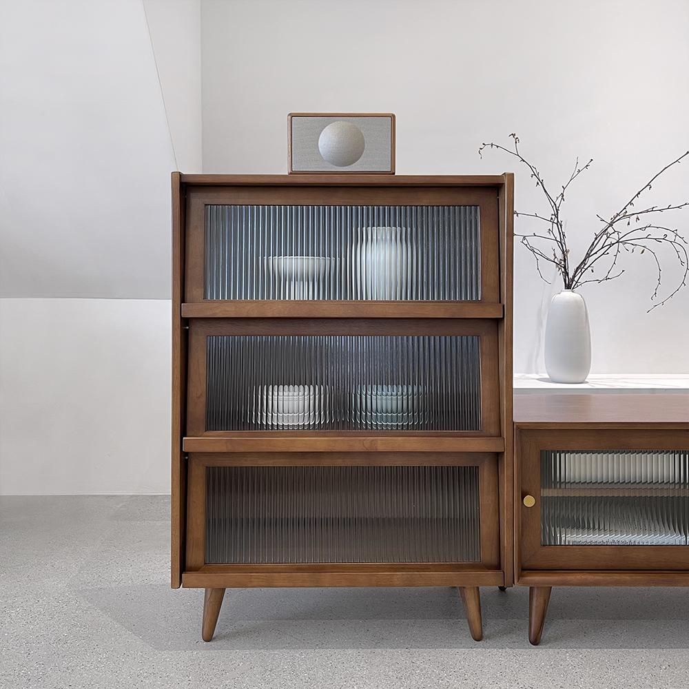 로포텐 오하나 원목 인테리어 엔틱 미니 유리 장식장 진열장 3단