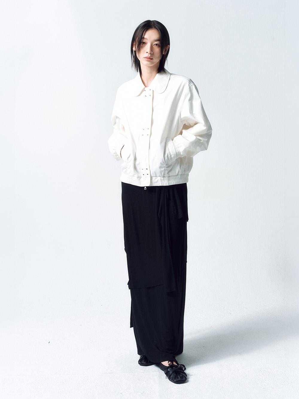 워시드 코튼 스터드 점퍼 WHITE