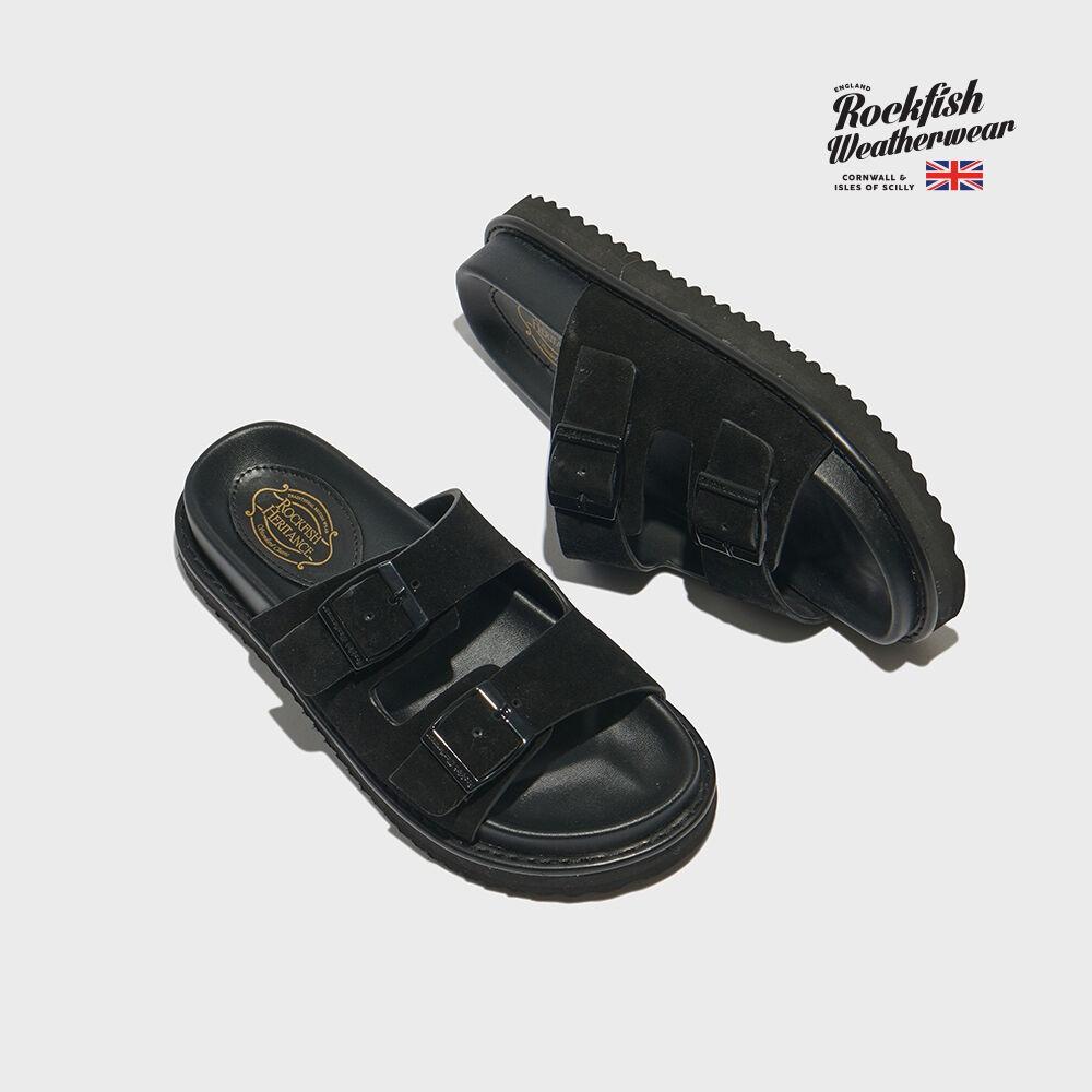 LEATHER TWO BAND SLIPPERS - 4color