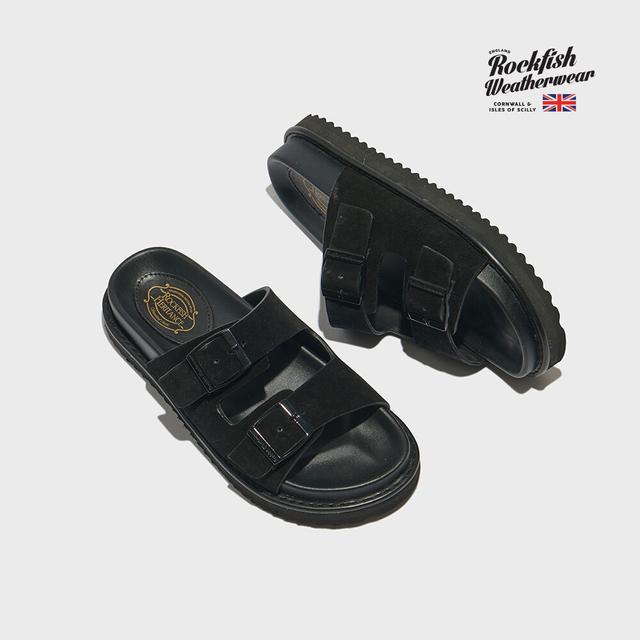 LEATHER TWO BAND SLIPPERS - 4color