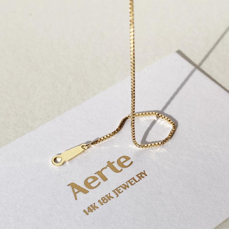 14k 심플 박스 체인 팔찌