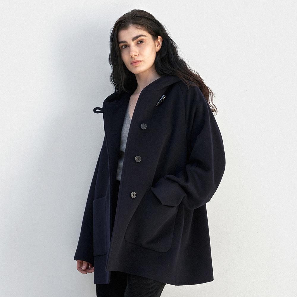 Claude hooded half coat (Navy)