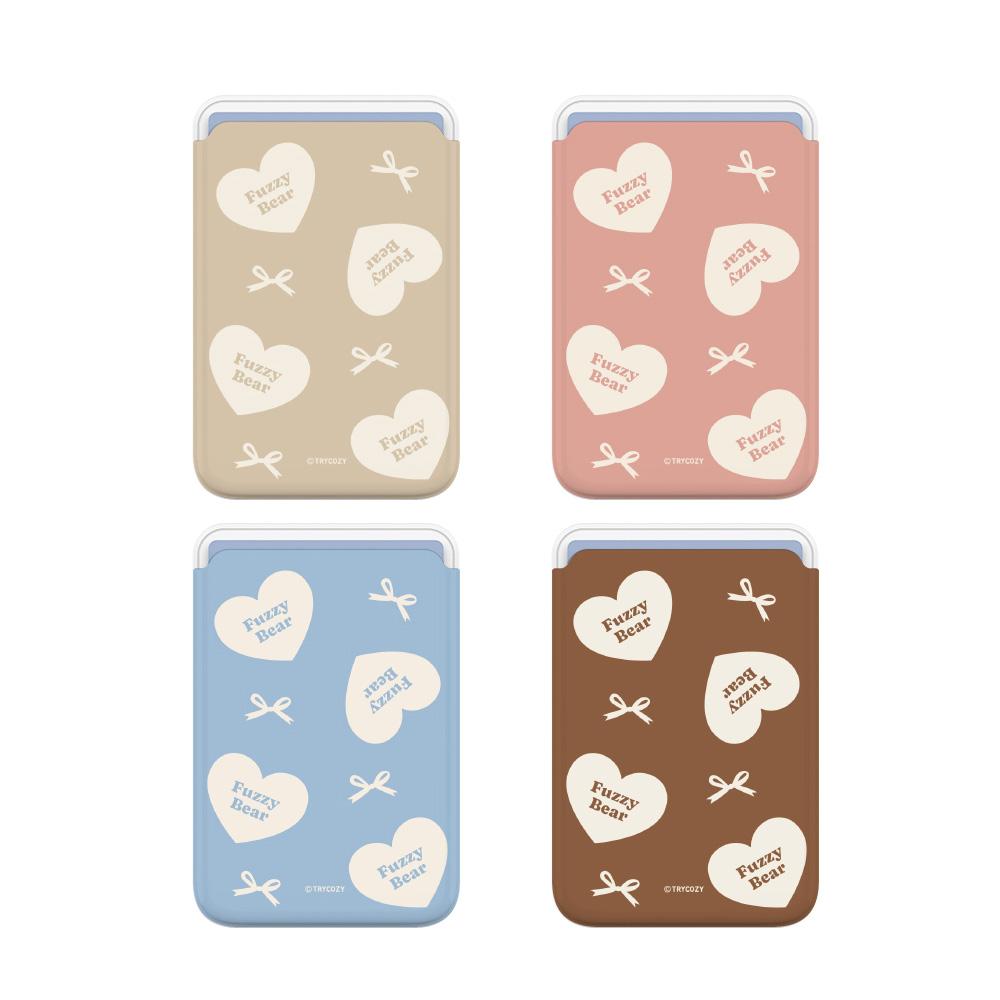 퍼지베어 하트패턴 맥세이프 슬라이드 카드지갑