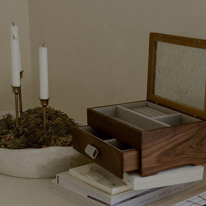 2단 무늬유리 보석함  #Pattern glass drawer jewelry box