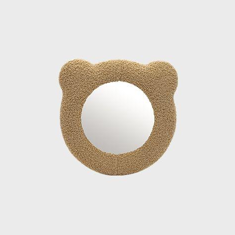 FLUFFY CUSHION MIRROR BEAR - BROWN