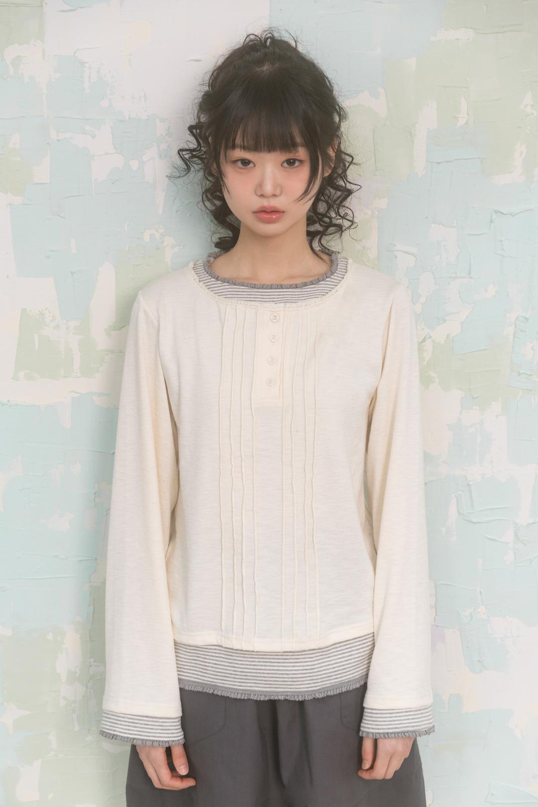 (3차 리오더) 빈티지 레이어드 헨리넥 롱슬리브