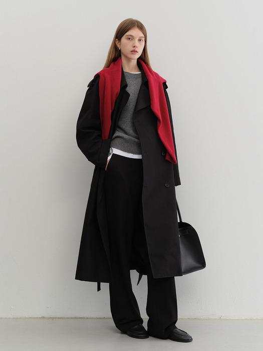 UNISEX OVERSIZED TRENCH COAT BLACK_UDTR5C101BK