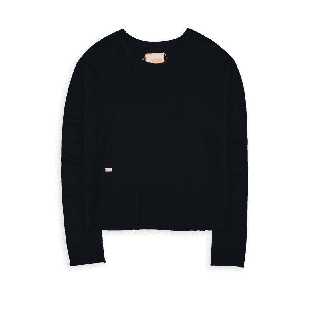 Tuewid gauze crop longsleeve t-shirts   Black