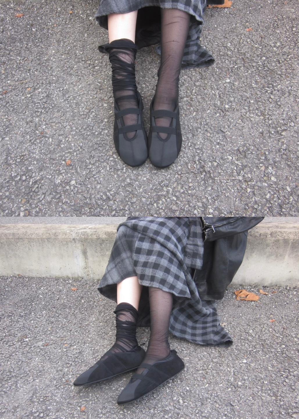 BLACK SUEDE FLAT SHOES