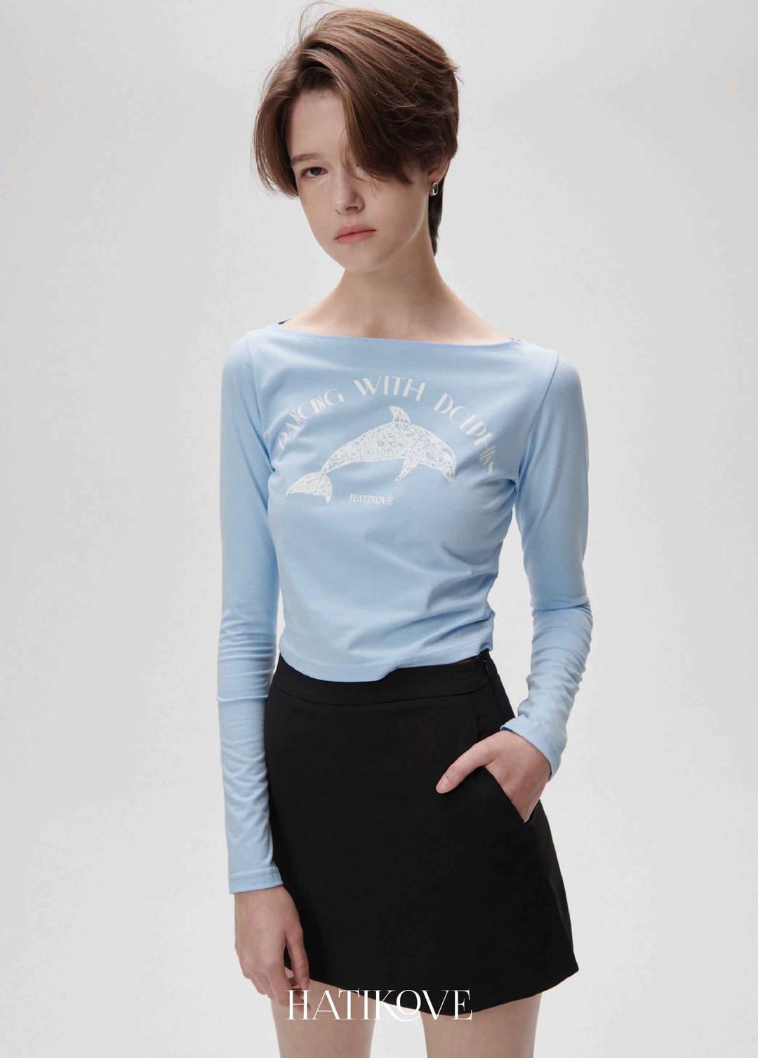 T-SHIRT04_ dolphin baby long sleeve t-shirts(baby blue)