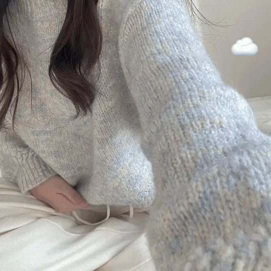 [흔하지 않은 컬러감☁️] 클라우드 믹싱 하찌 꽈배기 니트