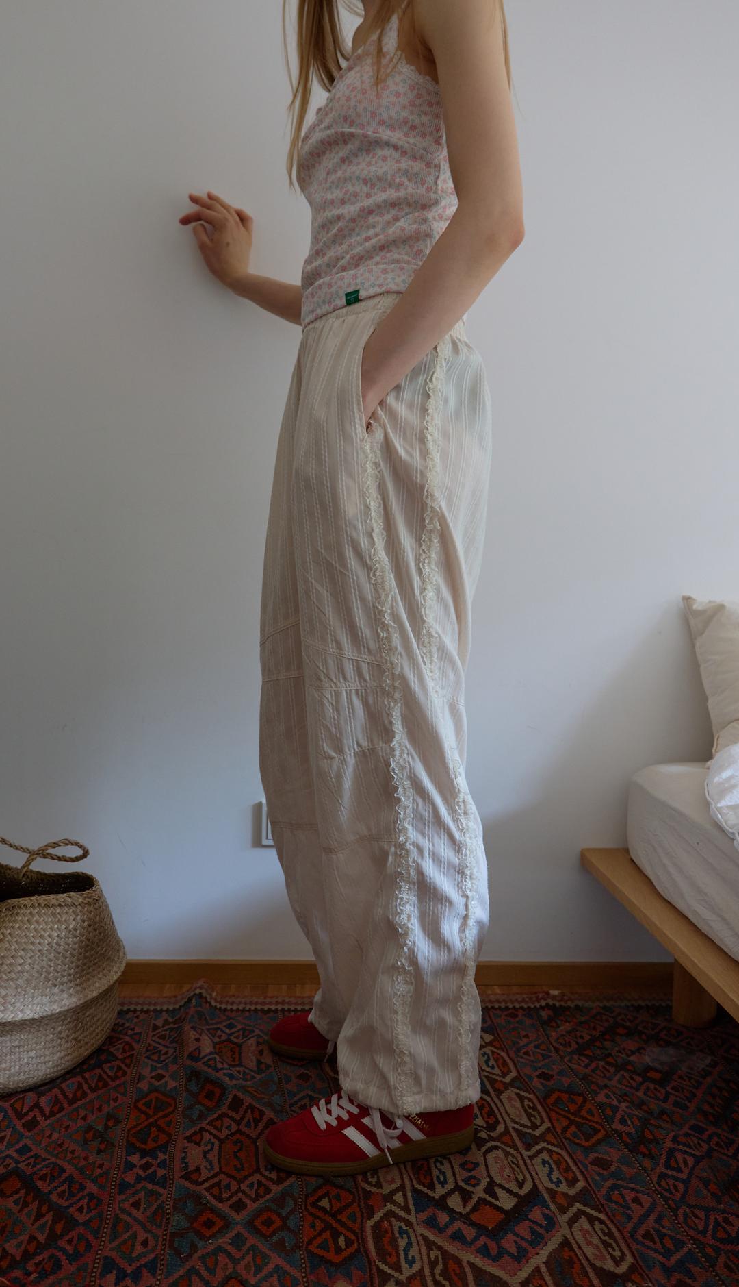 201. Stripe Lace Pants _ Cream