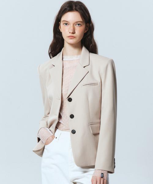 ESSENTIAL BUTTON SEMI SINGLE JACKET_BEIGE