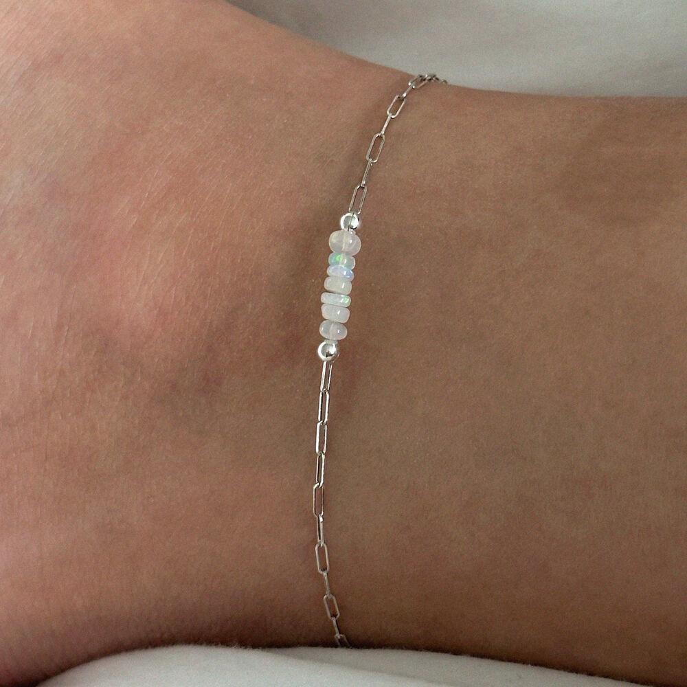 silver925 stick opal anklet