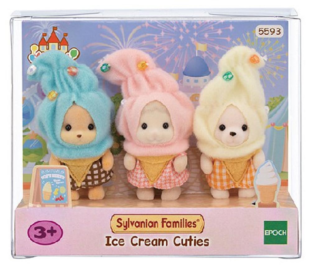 실바니안 5593-베이비 코스튬 트리오 아이스크림 역할 소품 인형 책상 장식용 장난감