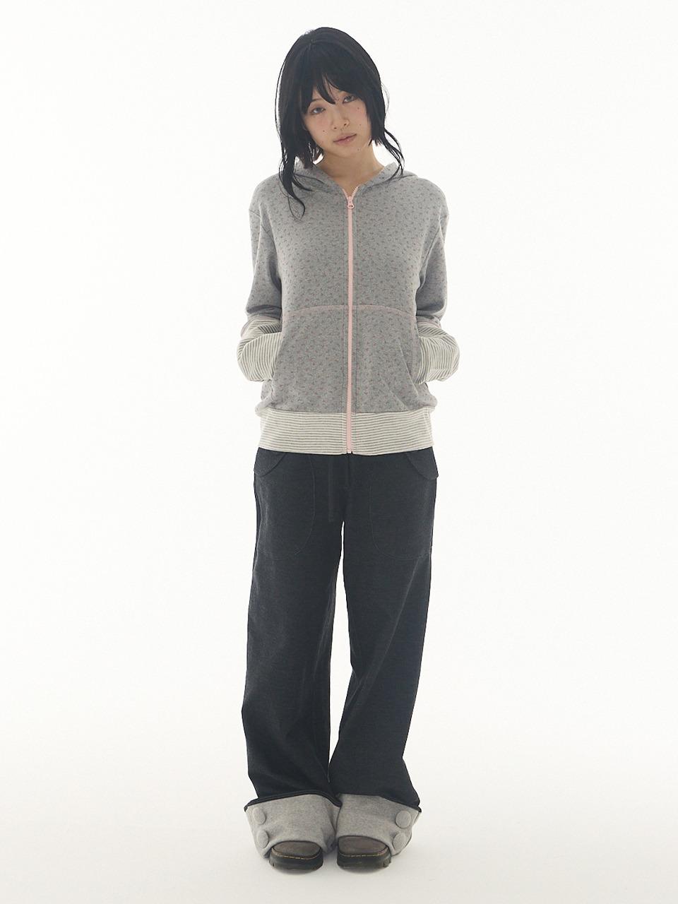 [3월 11일 예약 배송] ROLL-UP BUTTON PANTS DOTTED CHARCOAL