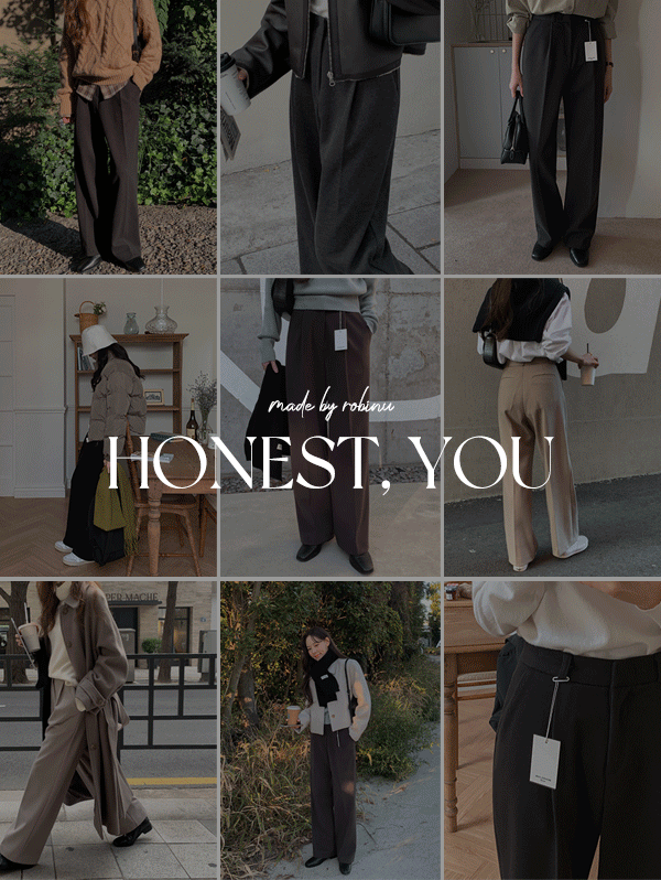 로빈유 [8천장돌파] [HONEST,YOU] 시즌 핀턱 기모 슬랙스 (winter ver.) / 4color(S,M,L) / 차콜,블랙 2type