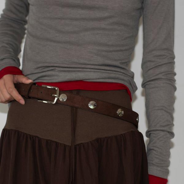[2차] LOGO SUEDE LOW WAIST BELT (BROWN)