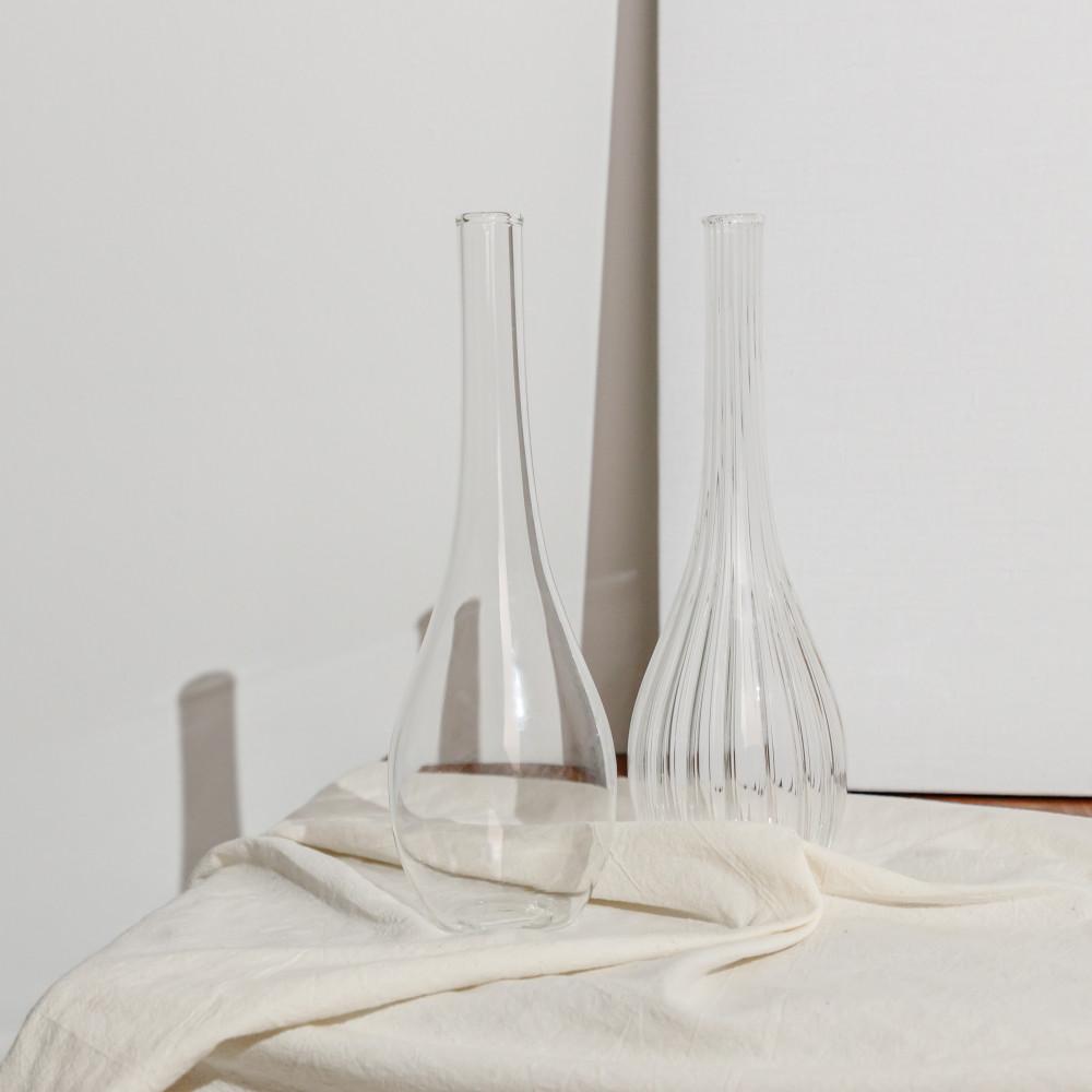 오리엔탈 유리 화병 투명 심플 오브제 작은 소형 꽃병 빈티지 한송이 꽃꽂이 호리병