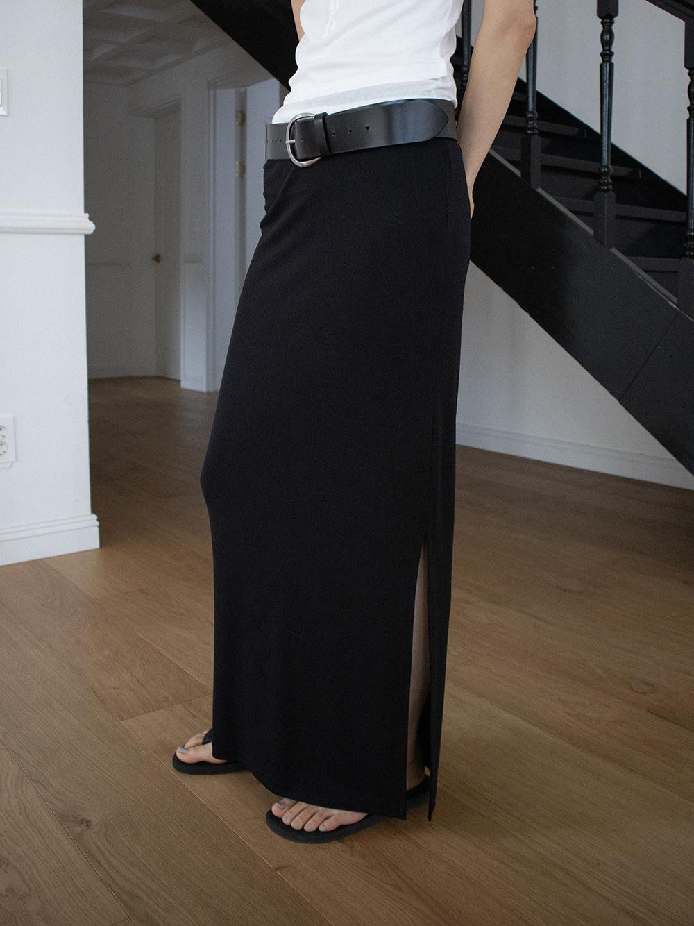 SIDE SHIRRING JERSEY SKIRT (2COLORS)