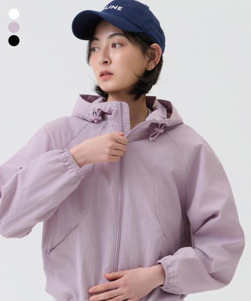 여성 나일론 타슬란 후드 라글란 바람막이 점퍼 (LRARCUV581P)