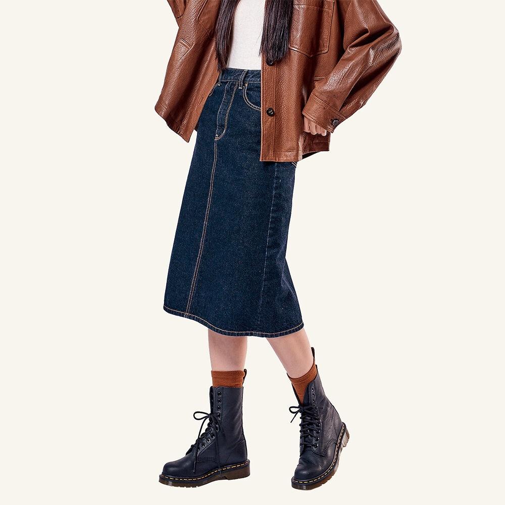 클래식 롱 데님 스커트_10704