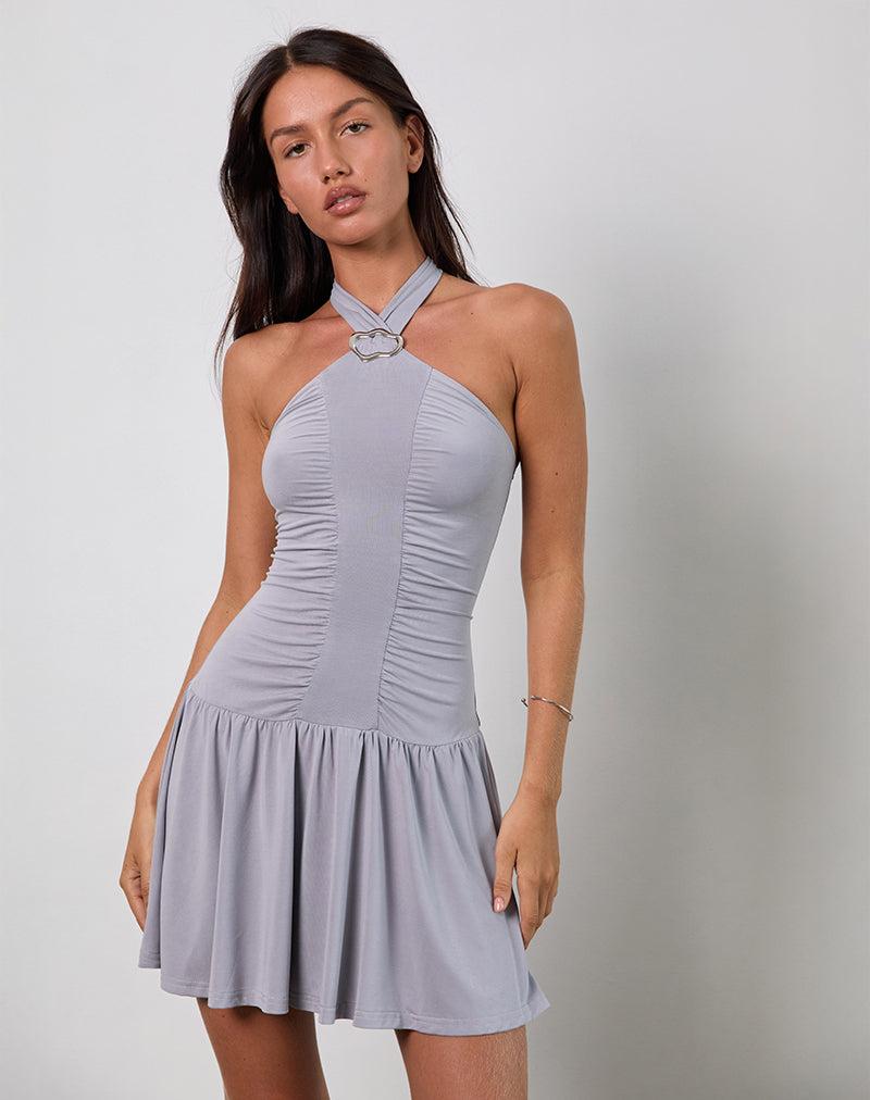 Belasar Mini Dress in Cupro Lilac Grey - XXS