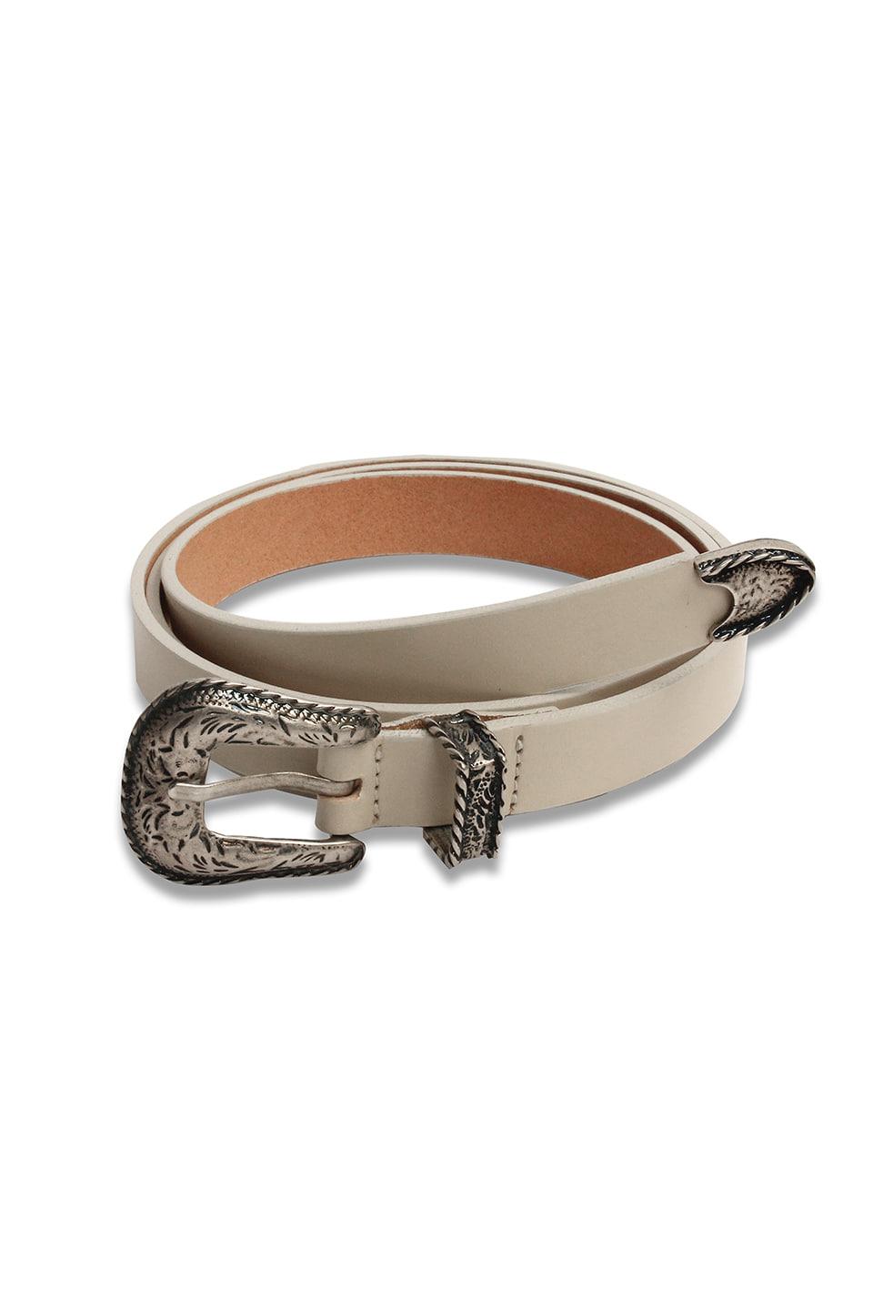 Western Cowhide Belt in Ivory