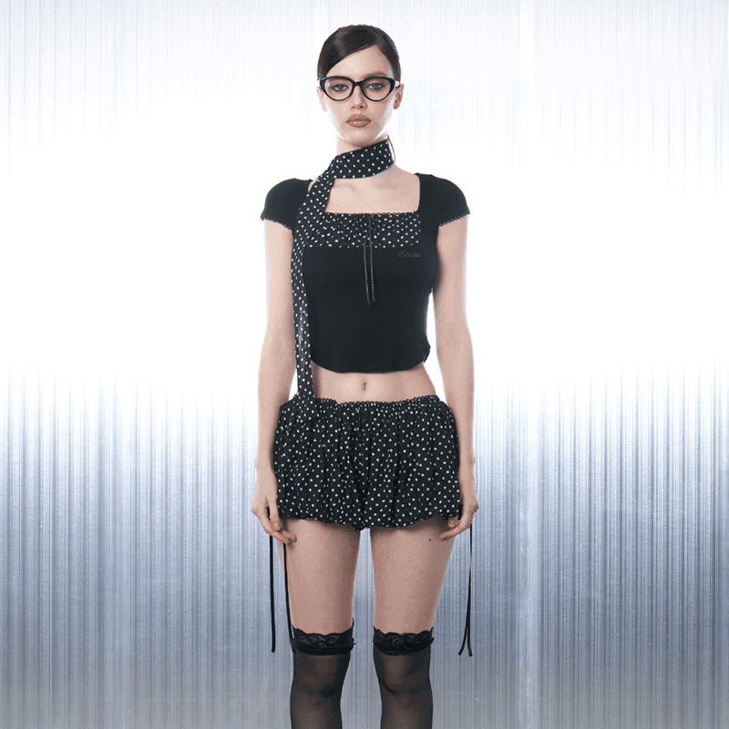 [HILLDA] [유튜버  PICK] Dot Balloon Shorts [Black]