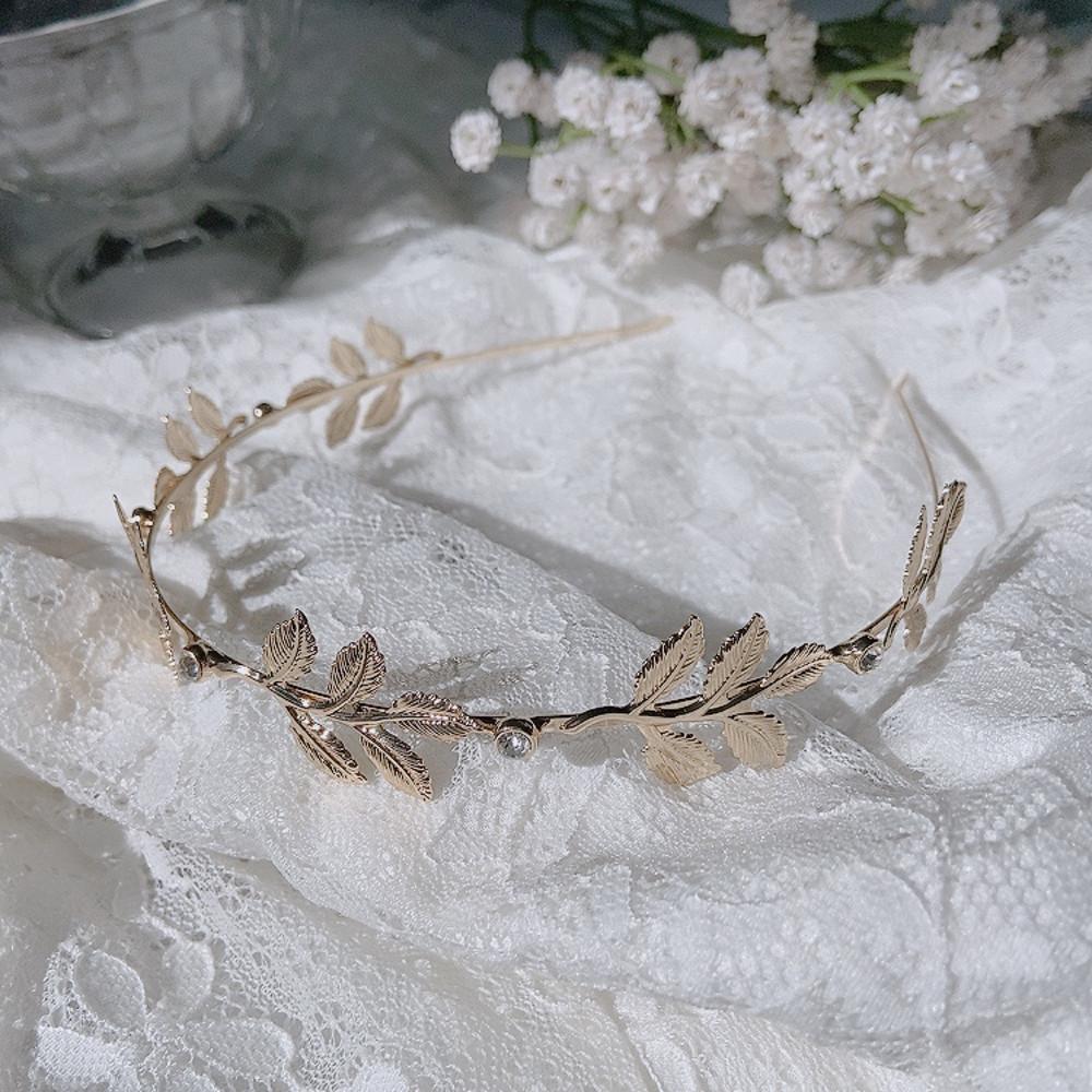 월계수 나뭇잎 큐빅 메탈 헤어밴드 머리띠 실버 골드