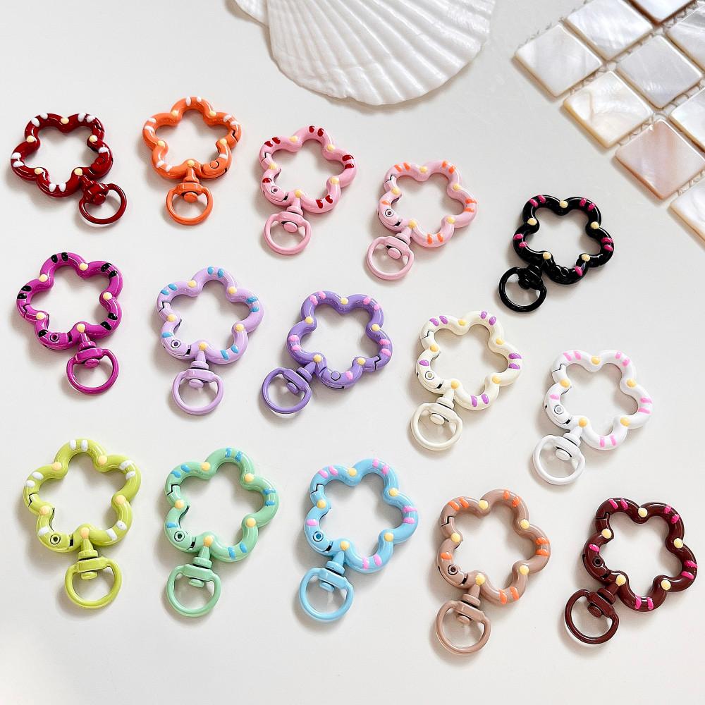 [1개]27x40mm 컬러 도트 다섯잎 꽃 고리 15종 9-529 가방키링 악세사리만들기