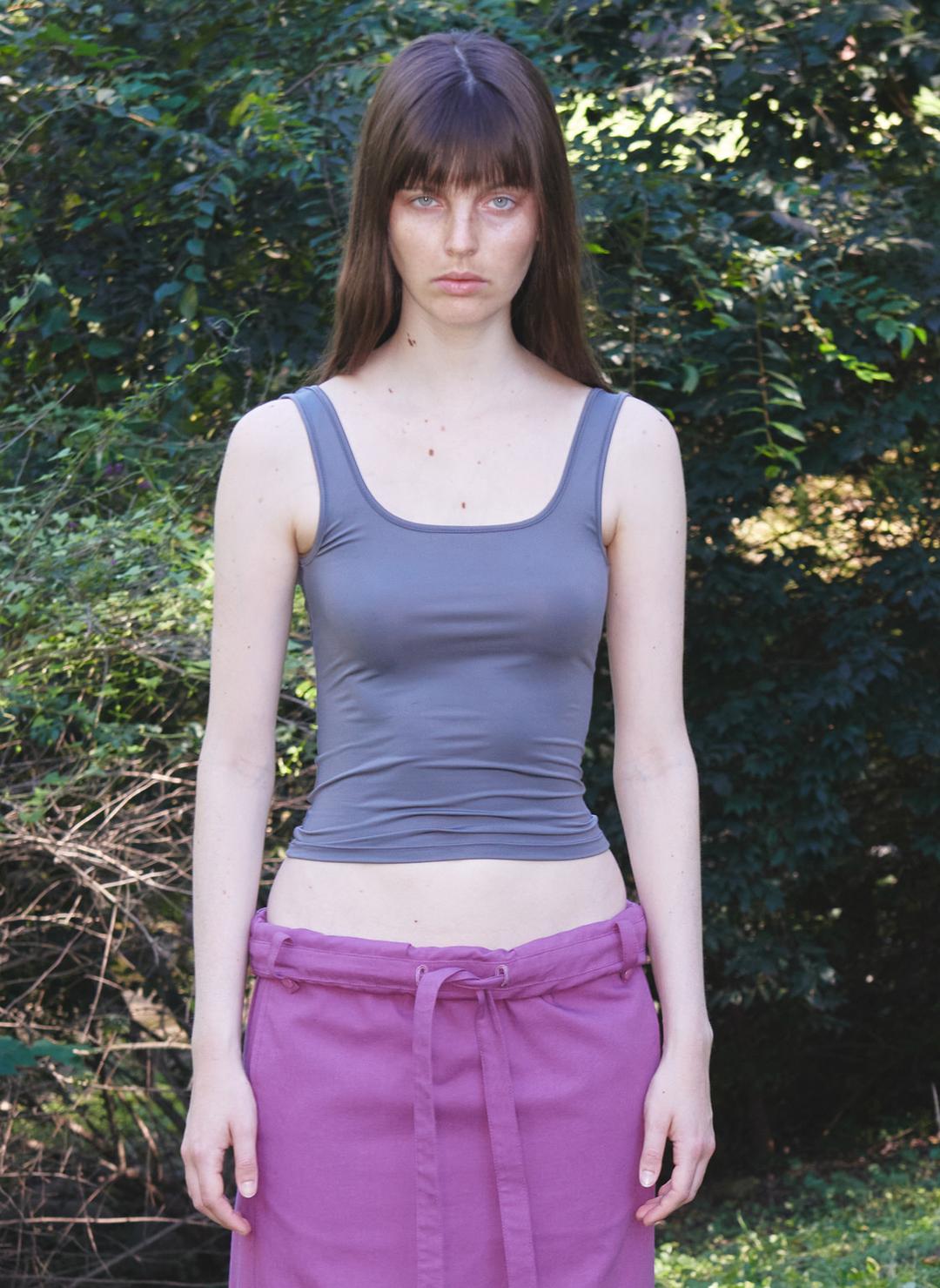 SYMBOL OPEN BACK TANK, CHARCOAL