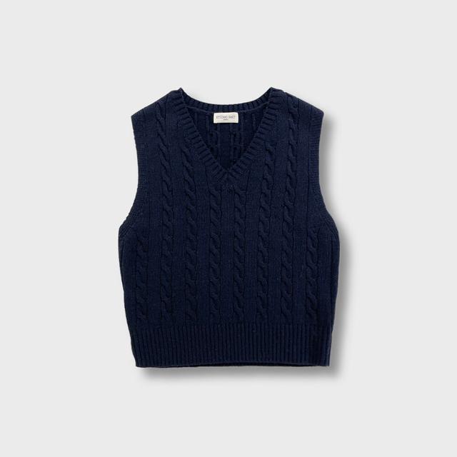 [22 FALL][SALT Label] V-NECK TWIST VEST_NAVY