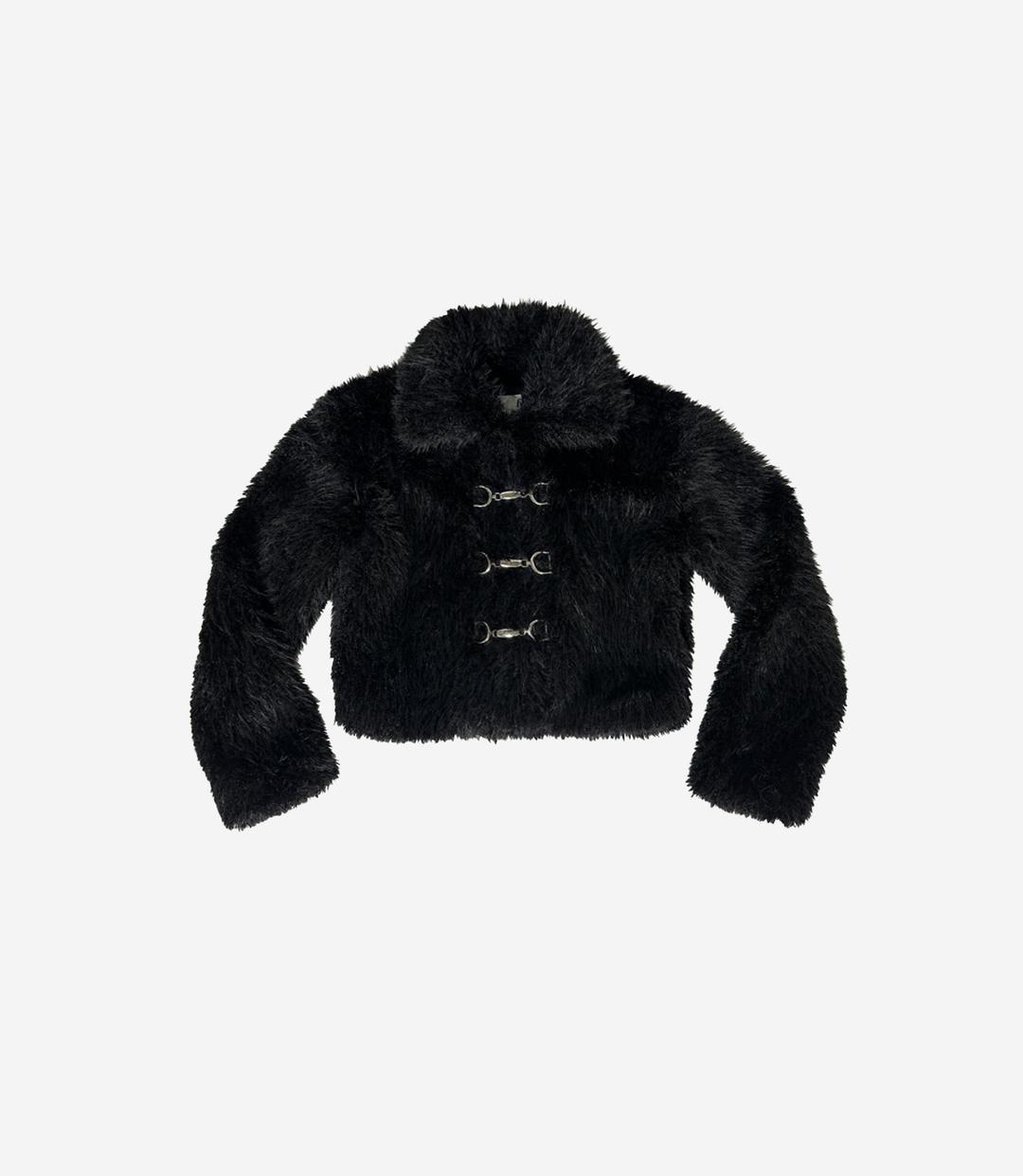 Rabbit Hook Crop Fur Jacket
