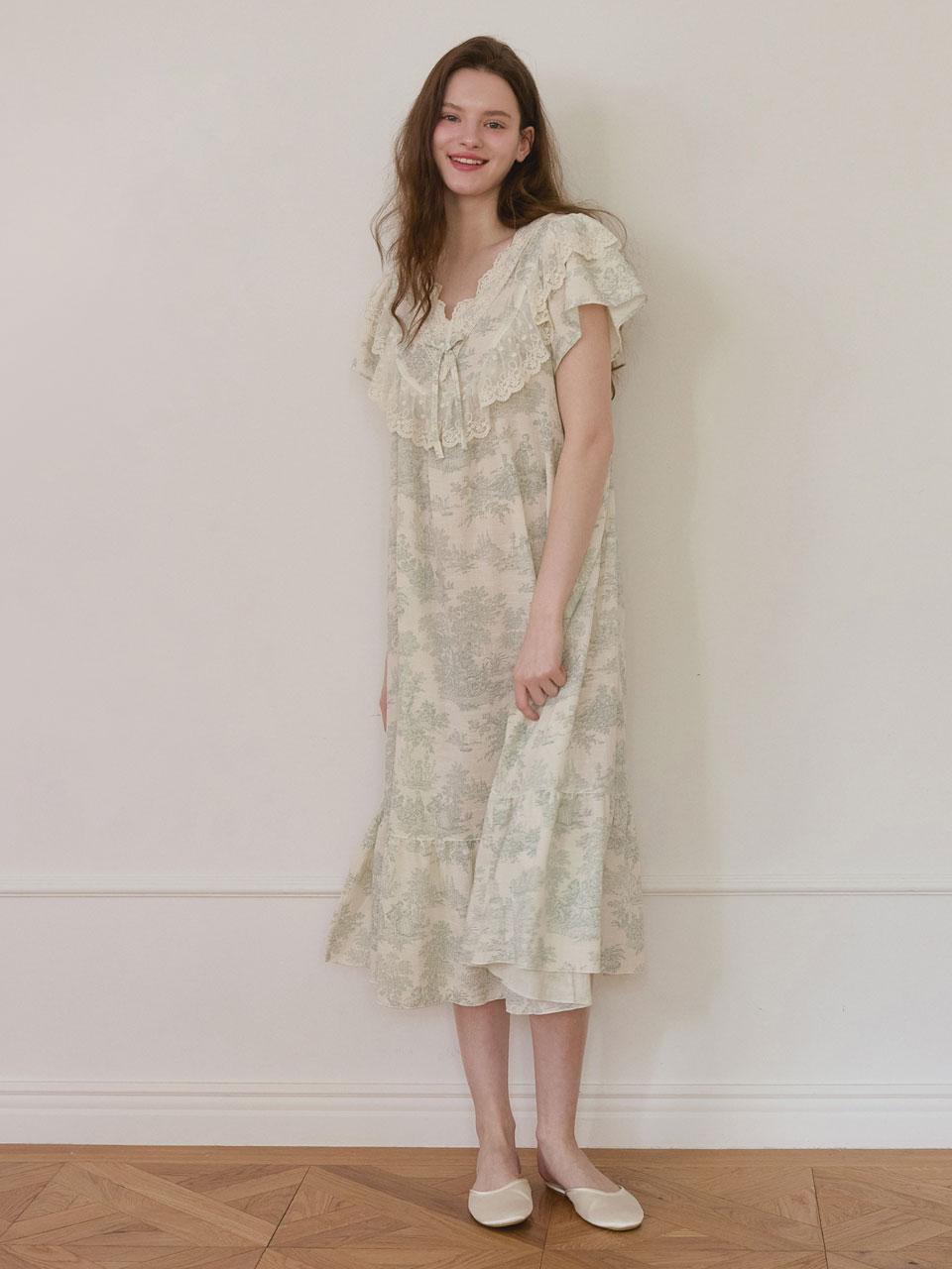 여성 엘리제 레이온코튼 브이넥 민소매 원피스 잠옷(2C) 25-01631