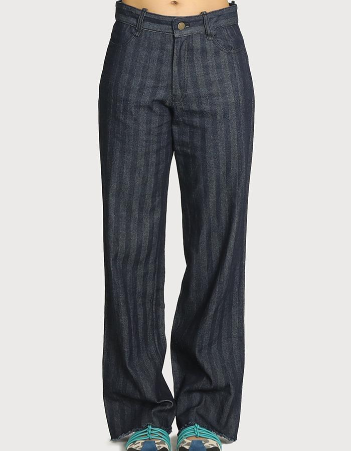 AKOL) Herringbone Denim Pants - indigo