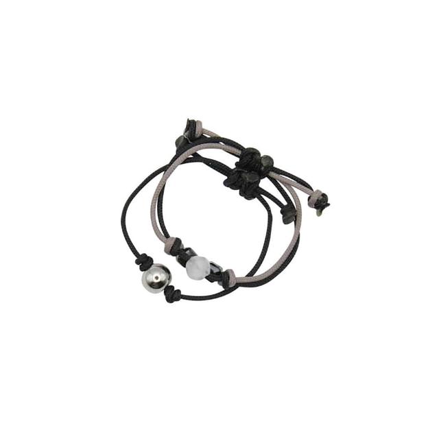 gem string ring set-black
