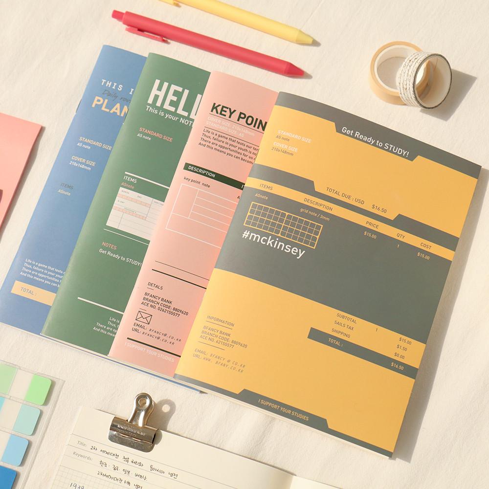 비팬시 A5 레코드 노트 플래너 4권(스터디플래너 스케줄러 모눈 공책 수학 필사 그리드)