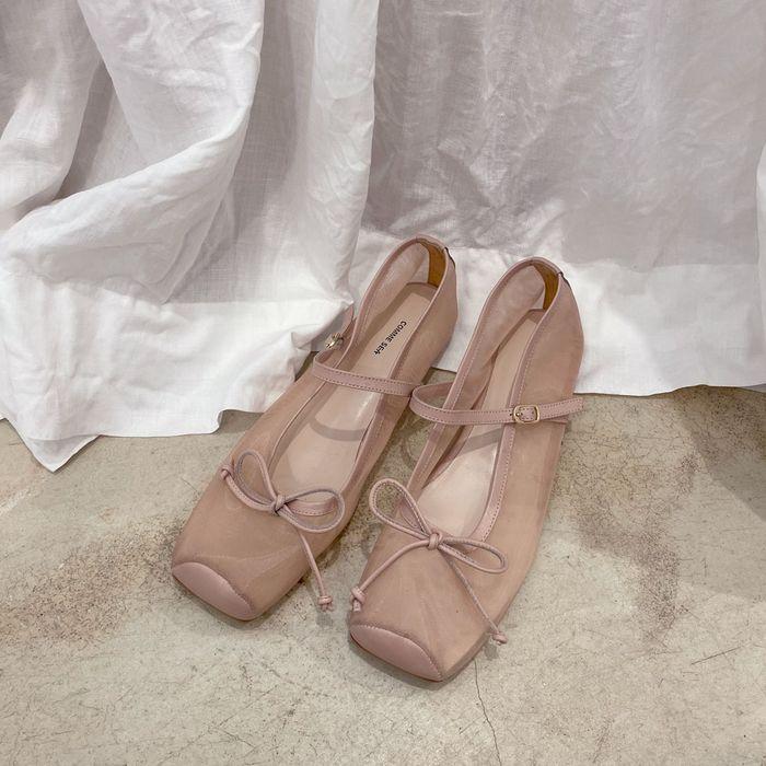 SIA Mesh Ballerina Flats - BEIGE