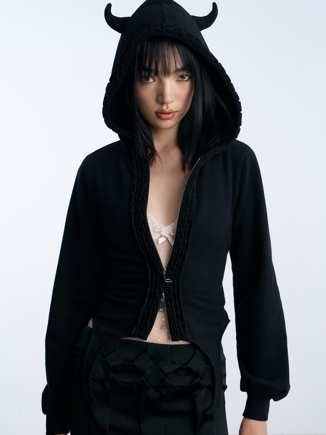 Nφdress X RoomSERVICE888 Black Devil Horns Jacket
