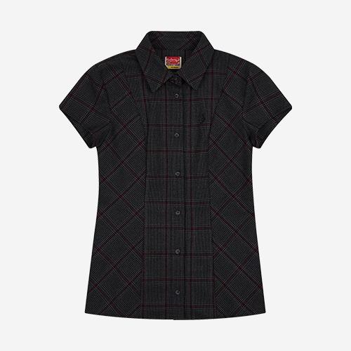 1/2 S CLEF CHECKED HALF LINE SHIRTS (GRAY/BURGUNDY)